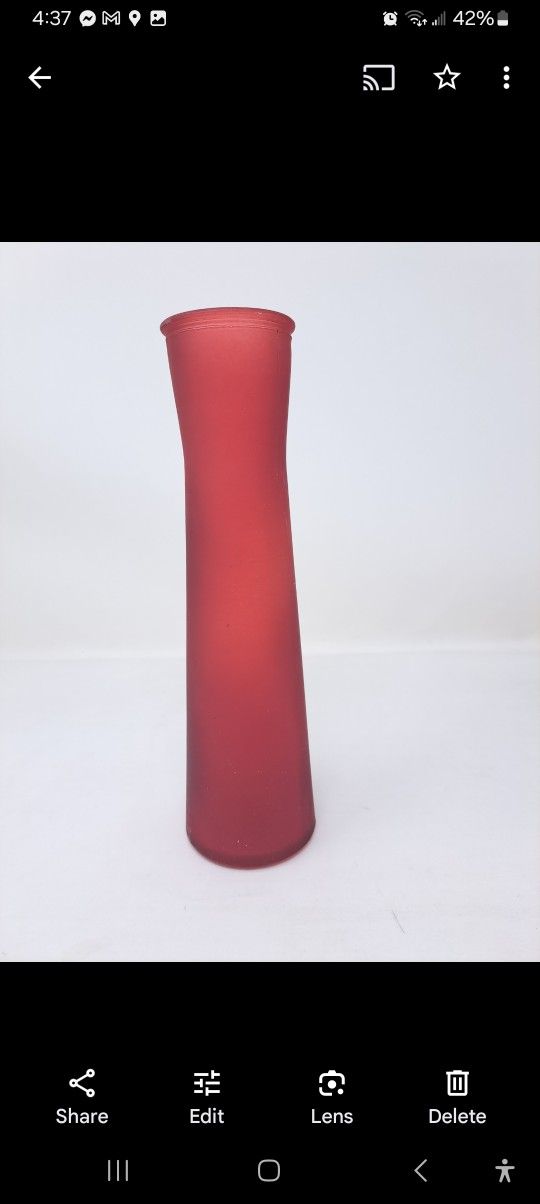 Ruby Red Frosted Vase