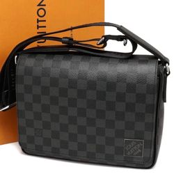 Perfect mothers day gift Authentic District PM Graphite Damier Graphite Crossbody Bag