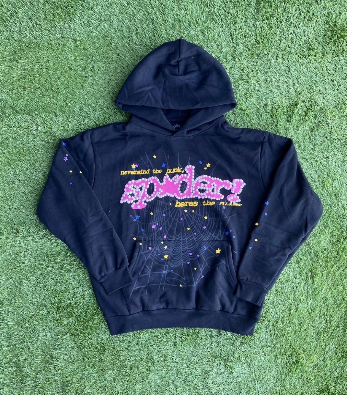 Black spider pink hoodie