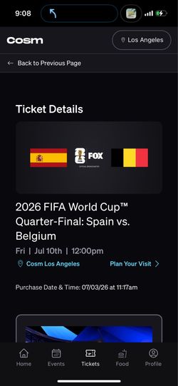 COSM WORLD CUP QUARTERFINAL - GA TICKETS