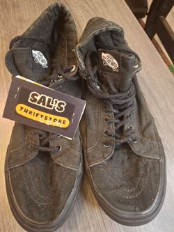 Men's Size 9 Vans Hi Top Triple Black Women's Size 10.5 Casual Work Style