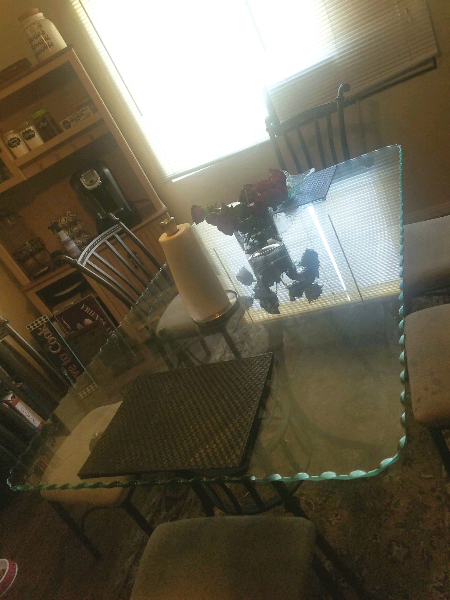 6-Seat Glass & Cast Iron Dining Room Table With FREE CHAIRS...!!