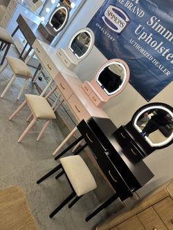 Dresser vanity with LED mirror.