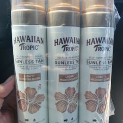 Hawaiian Tropic Sunless Tan Foam Three 6.7 Oz Bottles Sealed