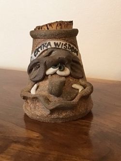 Vintage Stoneware Extra Wisdom Funny Face Jar
