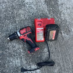 18v Milwaukee Drill, 5amp Battery And Charger 