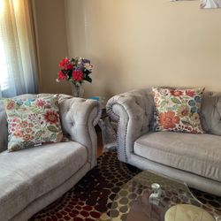Grey Sofa Set: Sofa + Loveseat + Chair