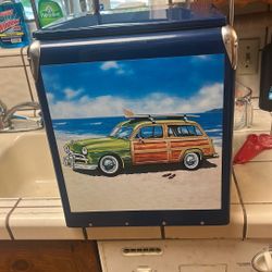 14x12x9 Metal Ice Chest With Woody Ford Pic In Front 