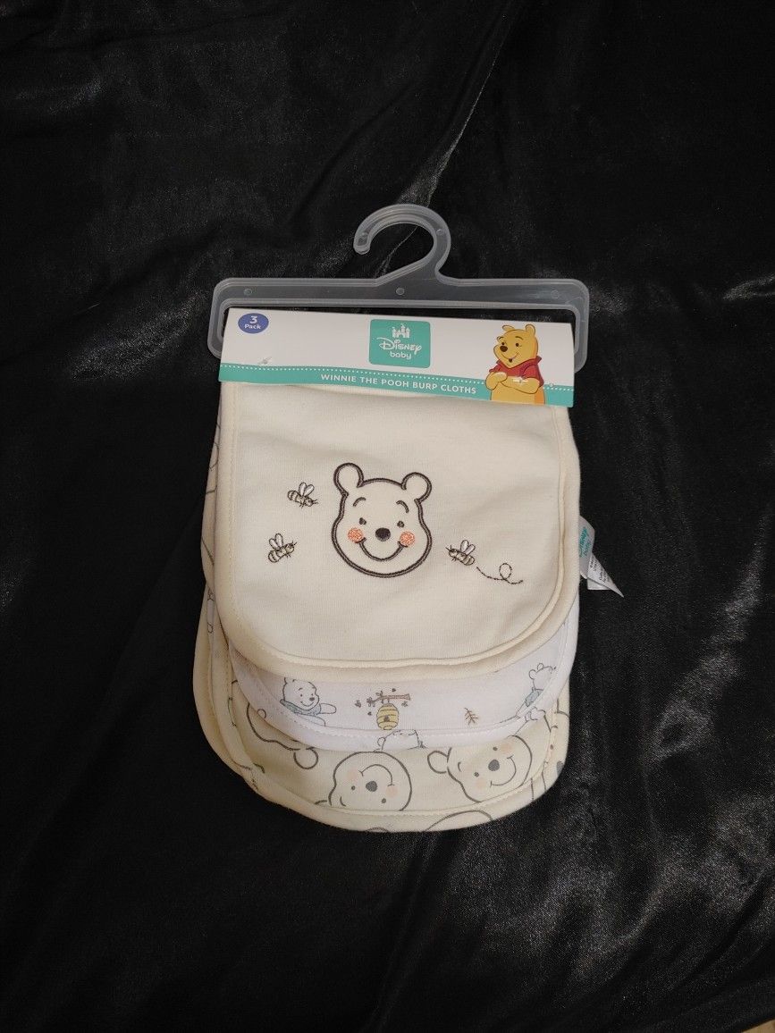 3-Set Winnie The Pooh Baby Burp Cloths - New
