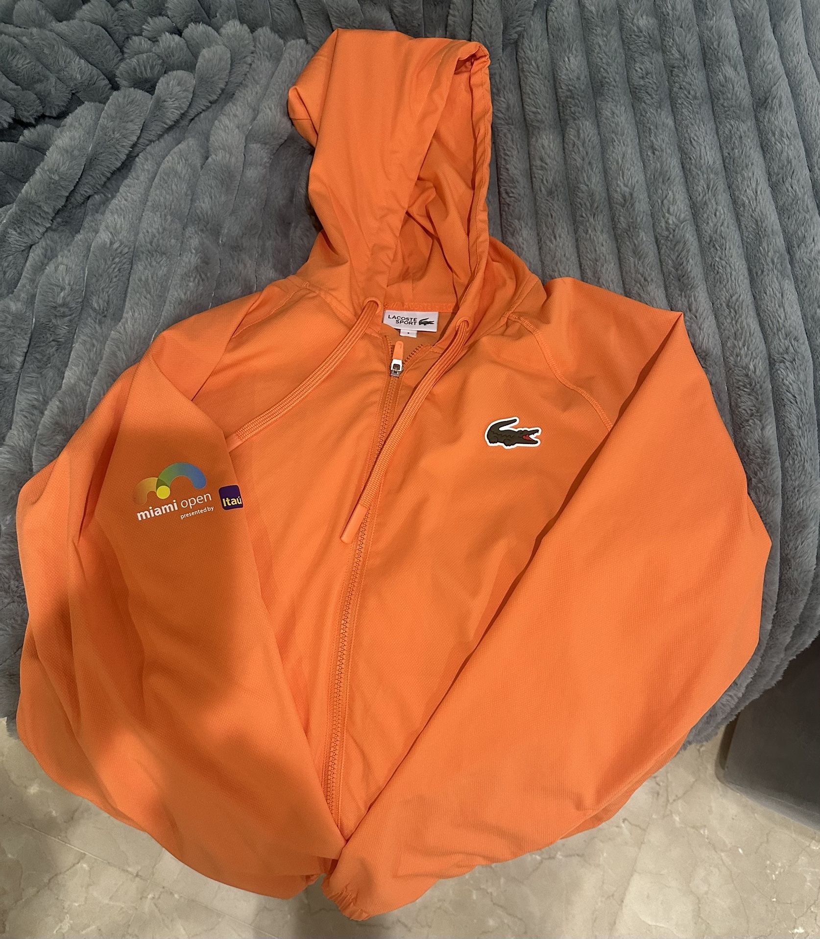 Lacoste Unisex Jacket, Size Small - Miami Open Orange