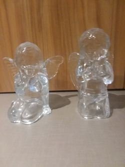 Vintage Glass Cherub Angel Candle Holders