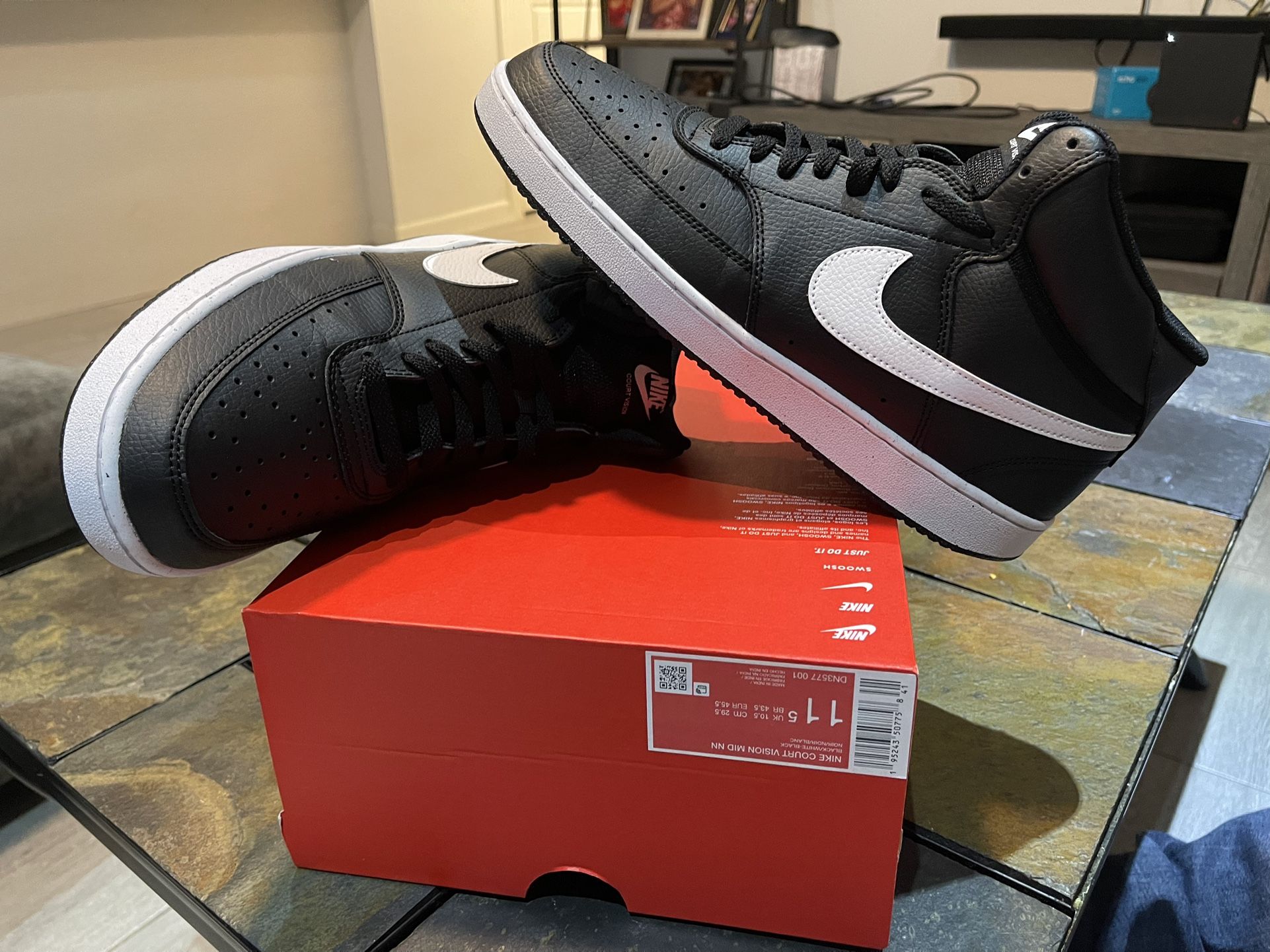 Nike Court Vision Mid - Black Pandas - Sz 11.5M