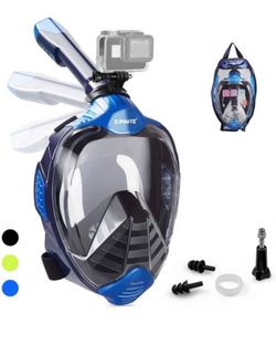 ZIPOUTE Snorkel Mask Full Face, Full Face Snorkel Mask Adult and Kids with Detachable Camera Mount, Snorkeling Mask 180 Panoramic View Anti-Fog Anti-L
