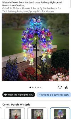 Wisteria Flower Solar Garden Stake Pathway Light