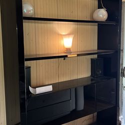 Black Glass Book-shelf/case With Built In Lights!