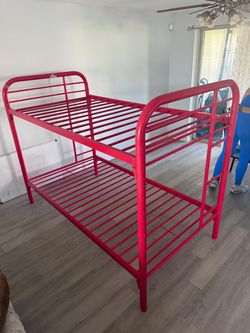 Red Metal Twin Bunk Bed Frame