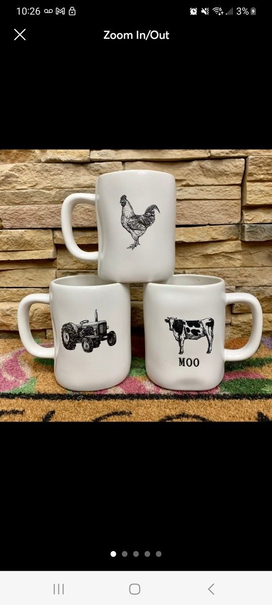 Rae Dunn Farm Animal Mug Set + Pig Canister