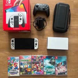 OLED Model HEG-001 Handheld Console - 64GB - White + 1 Pro Controller