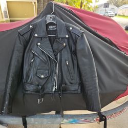 Biker Jacket. Black Leather