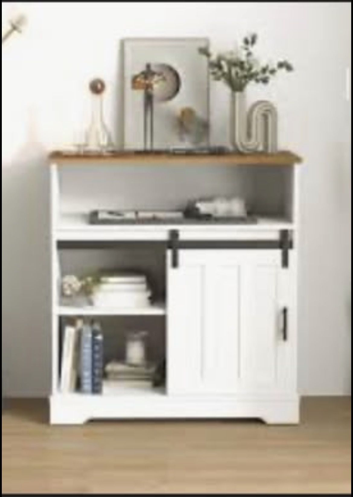 White Cabinet With Barn Door
