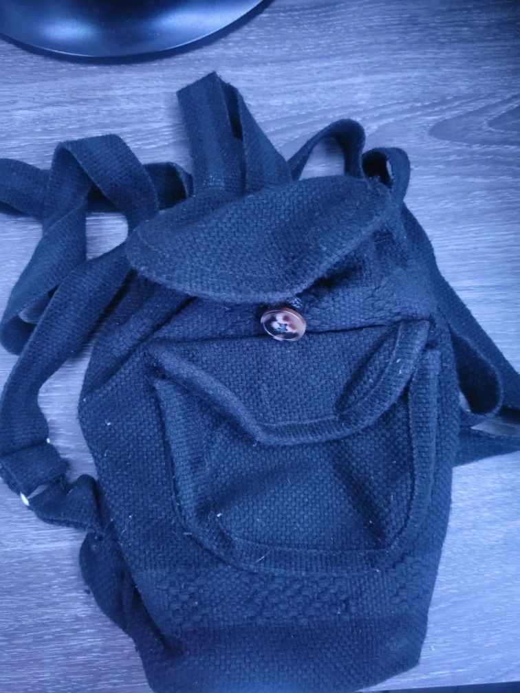 Mini Black Handmade Backpack