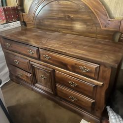 Wood Mid-Century Dresser Seven Drawer Wood