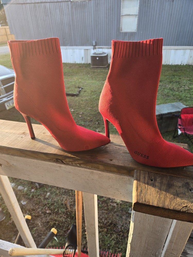 Red Guess High Hill Boot 4" Heel