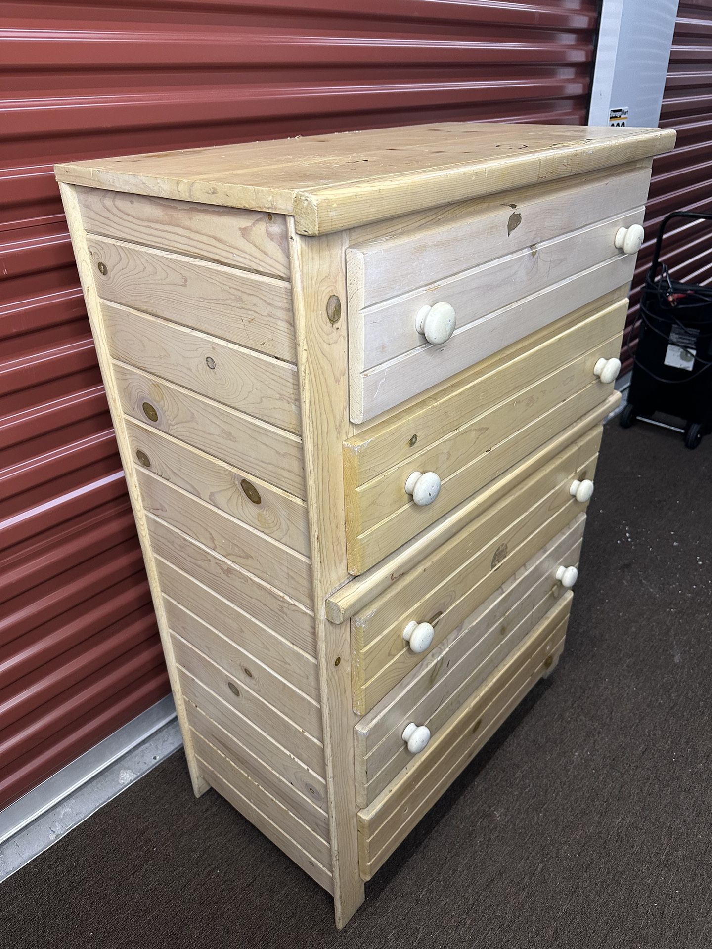 BEIGE WOOD CHEST DRAWER DRESSER HOME BEDROOM OFFICE FURNITURE