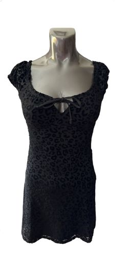 Black leopard lace mini dress
