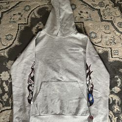 Chrome Hearts Grey Flame Sleeve Hoodie – Brand New – Size Small