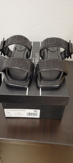 Brand New Liverpool Los Angeles Downtown Logo Stitch Sandal - Black, Size 7