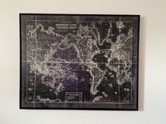Large Telegraph Lines Map Framed Canvas Art