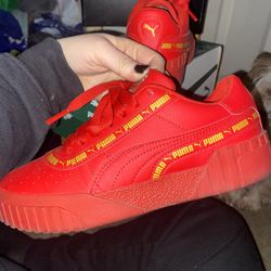 Puma Cali Taping Jr Sneaker- Red & Gold