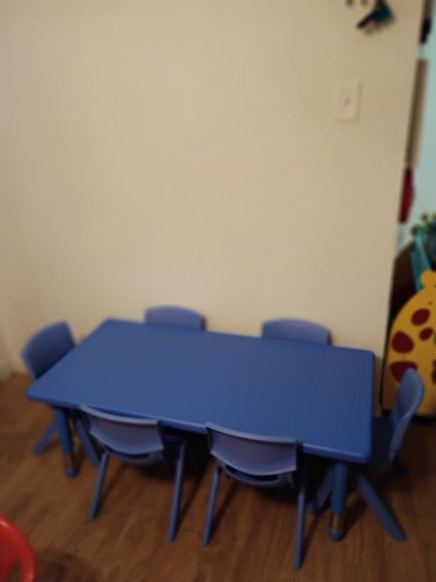 Blue Table And 6 Chairs
