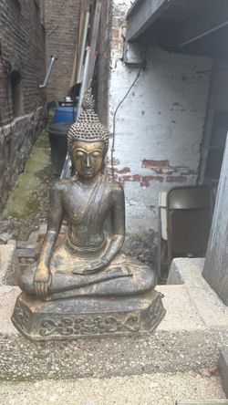 Antique/Vintage 20" Heavy Cast Bronze Thai Buddha Statue - Sukhothai Style