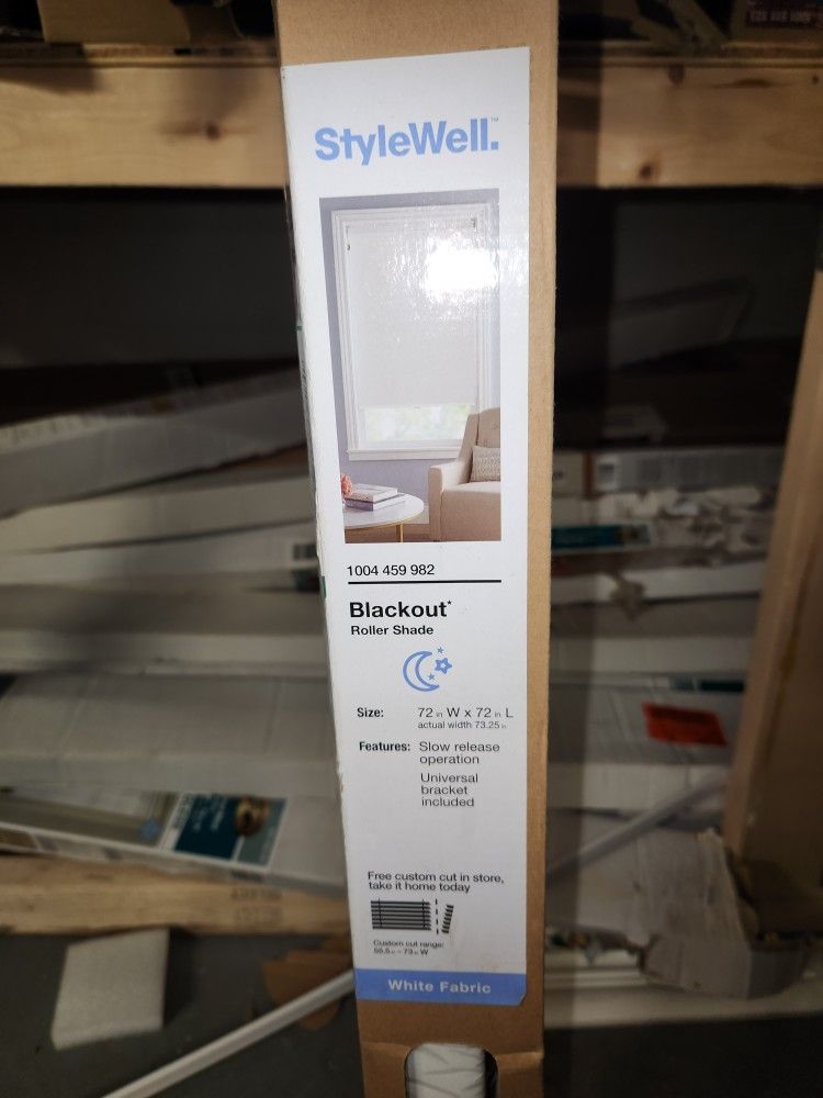Stylewell Blackout Rollershade 72 X 72 White Fabric