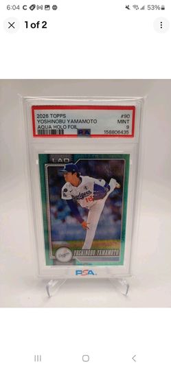Yoshinobu Yamamoto Aqua Halo Foil SSP Topps 2026 Series 1  Dodgers POP 1