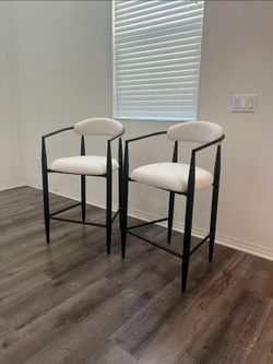 Sherpa fabric Bar stools set of 2