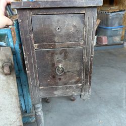 Antique Wooden Nightstand With Wheels
