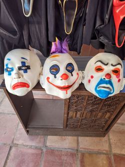 The Dark Knight Bank Heist Clown Masks – 3 Mask Set / Individual Options
~
Bozo x Grumpy x Chuckles