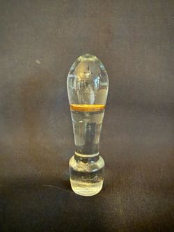 Clear Glass Bottle Stopper with Gold Band