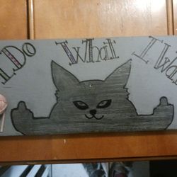 Wood Cat Sign