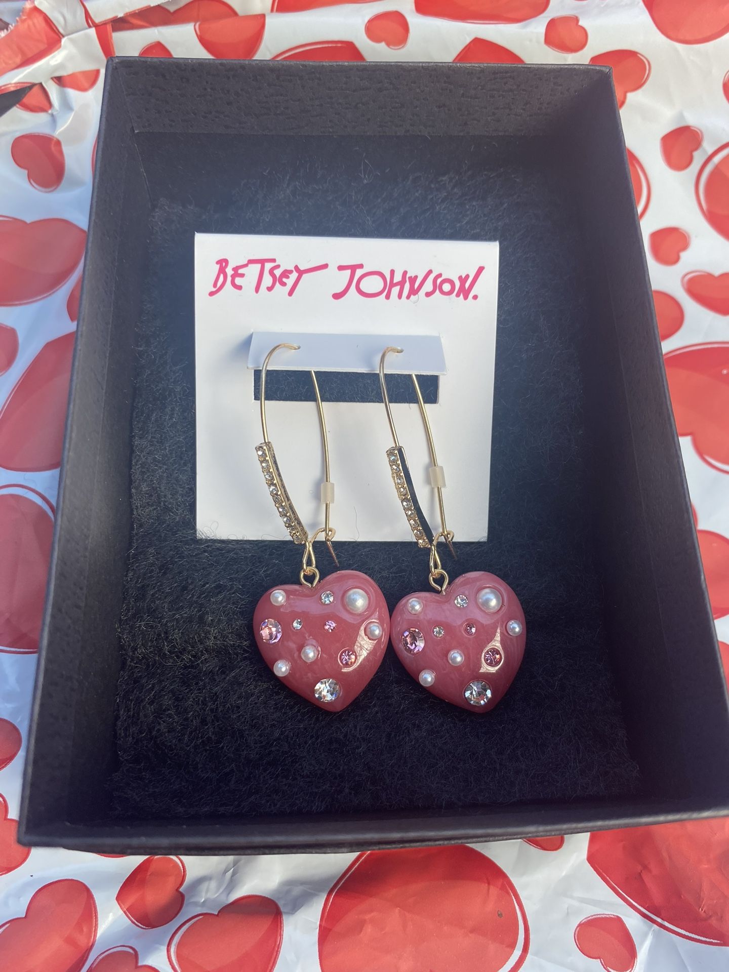 Betsey Johnson Heart Earrings