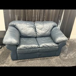 Blue Leather Sofa 