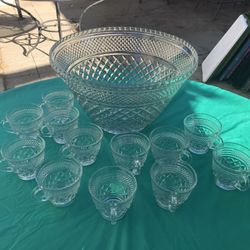 Punch bowl and cups modern mid century vintage