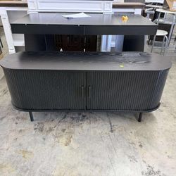 55" TV Stand for 60" TV, Wood Entertainment Center with Storage and Shelves(some damage)
