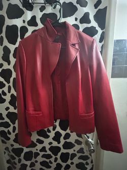 Red Leather Zip-Up Jacket