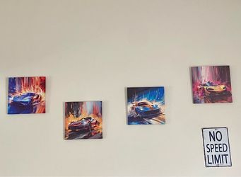 (Set of 4) Super Car Wall Decor