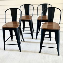 24 Inch High Back Swivel Bar Stools Counter Height (set of 4) 