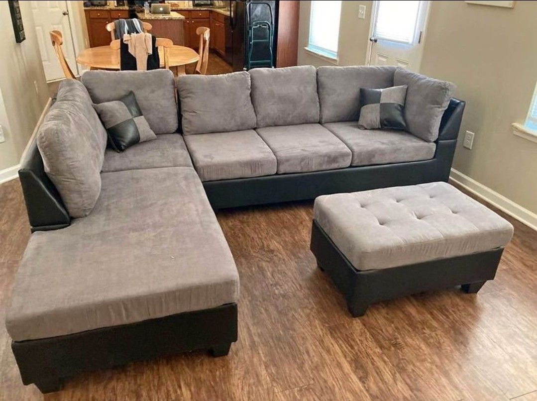 Gray/Black Micro Fiber Sectional 